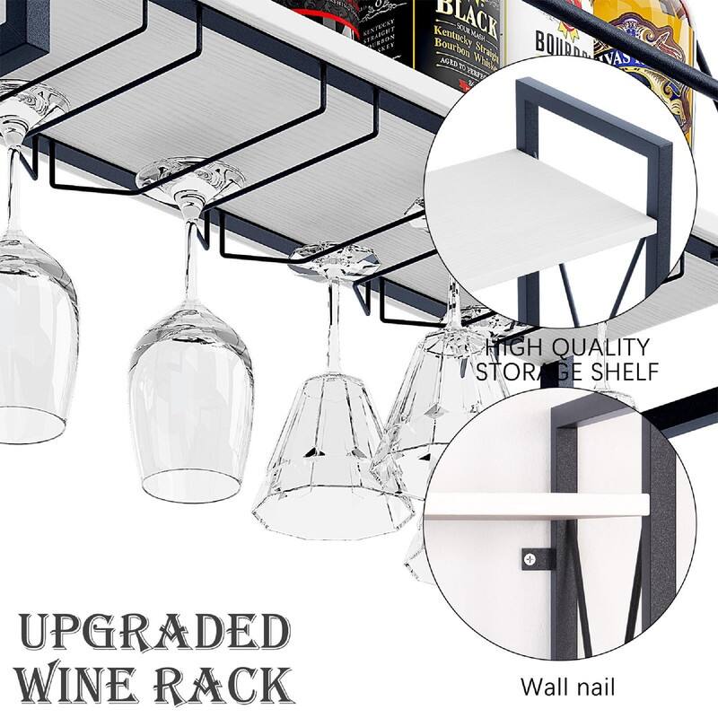 Wine Rack Wall Mounted 2 Tier Shelf - 23.6"D x 7.9"W x 20.4"H