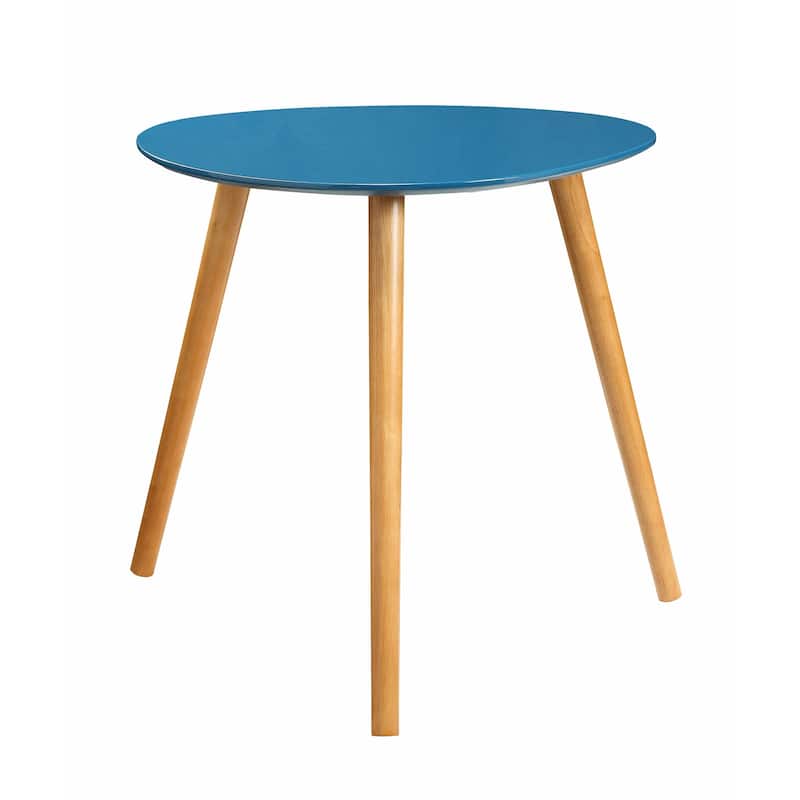 End Table with Smooth White Piano Finish and Solid Wood Accents, Easy to Assemble Contemporary Side Table for Living Room