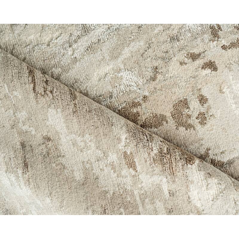 Exquisite Rugs Luxury Laureno Hand-Knotted Bamboo Silk Ivory/Beige Area Rug
