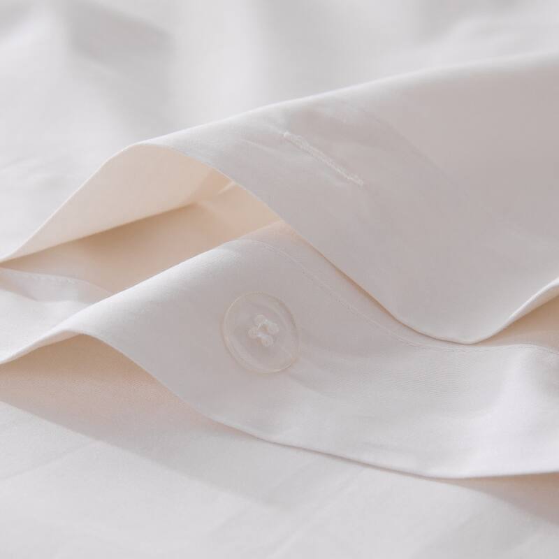 WHOLINENS Long Staple Cotton Sateen 400 TC Duvet Cover Set, Solid Color