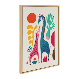 Kate and Laurel Sylvie Giraffe Love Framed Canvas by Rachel Lee