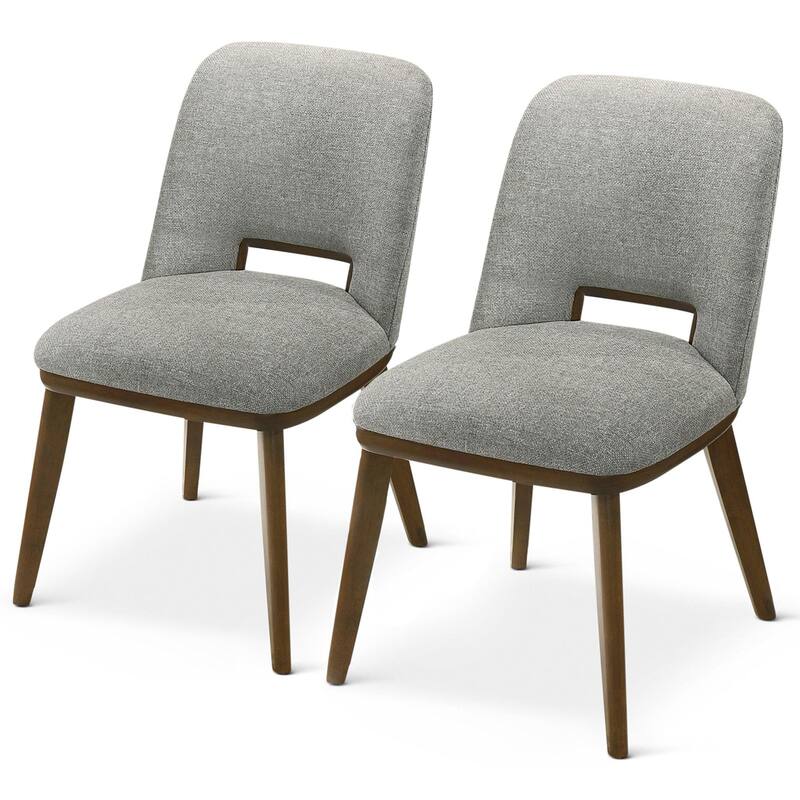 GDFStudio - Blake Modern Mid-Century Dining Chair with Fabric Upholstery & Solid Wood Base, Set of 2 - 24.8"W