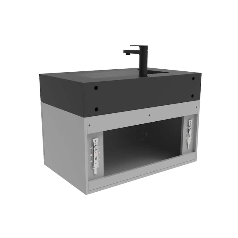 Nile 30-Inch Wall Mounted Bathroom Vanity Set w/ Black Top