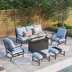 preview thumbnail 62 of 119, MAISON ARTS Outdoor Sofa Set 4/6-Piece Patio Conversation Set with 45'' Gas Fire Pit Table Set 6 - Blue