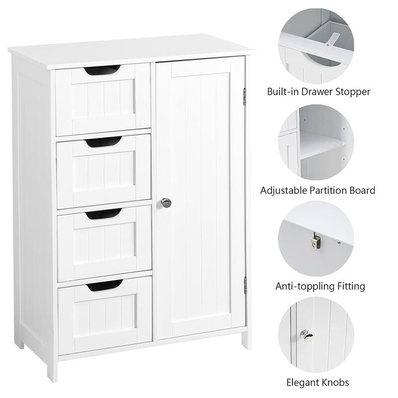 Freestanding Bathroom Storage Cabinet with Adjustable Shelf & Drawer
