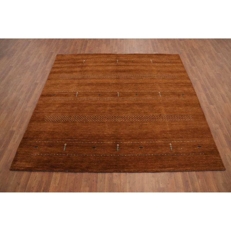 Hand Knotted Oriental 100% Wool Carpet Tribal Animal Pictorial Brown Gabbeh Area Rug - 8' 0'' X 8' 1''