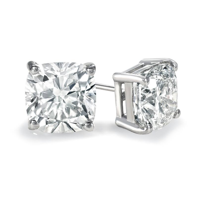 Auriya Natural Cushion 4-Prong Diamond Stud Earrings 1.00 to 3.00 ct. tw. Push-Back (F-G VS)