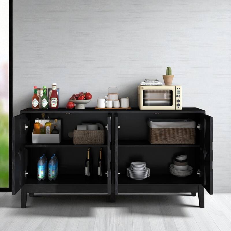 60.5" Mid Century Sideboard Buffet with Adjustable Shelves & Storage, TV Console Cabinet for Entryway & Dining Area