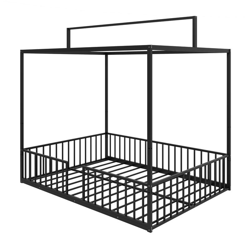3-in-1 Convertible Montessori Metal Floor Bed by Harper&Bright Designs