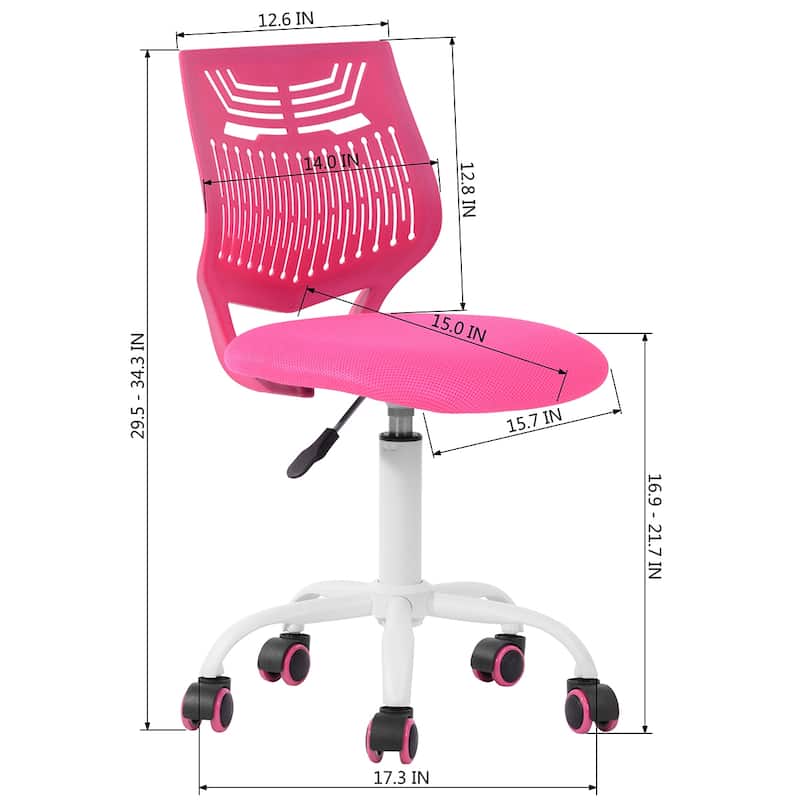 HomyLin Plastic Mesh Adjustable Armless Desk Chair with Rolling Wheels