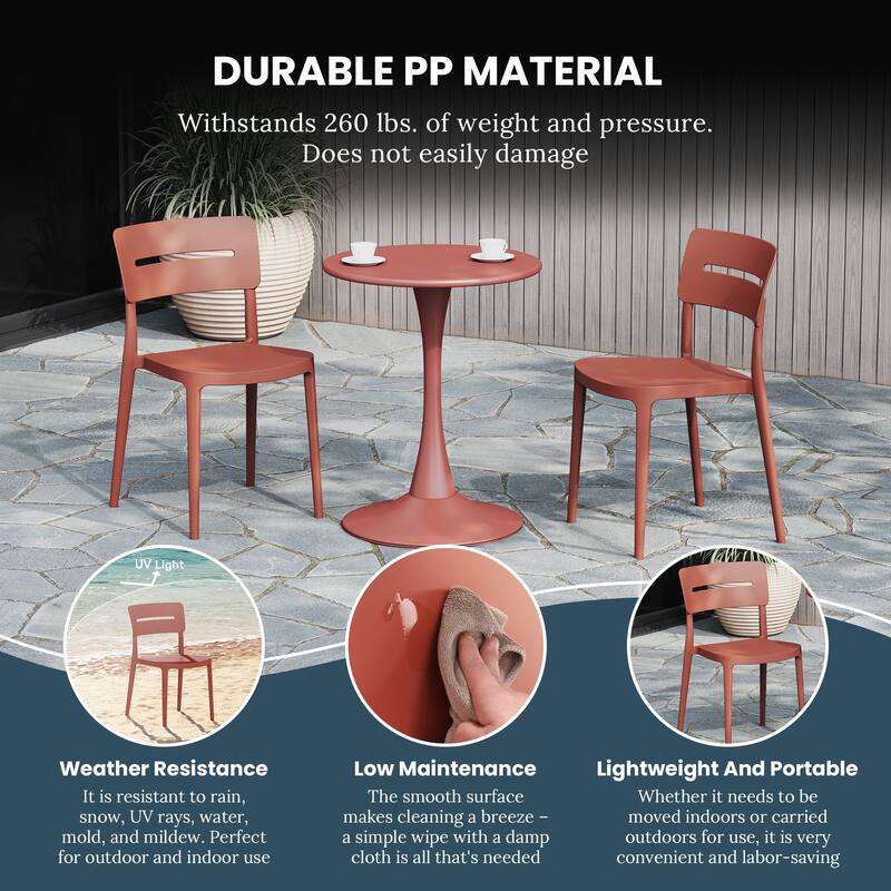 Frond and Form Modern Outdoor Patio Stacking Dining Side Chair (Set of 2)