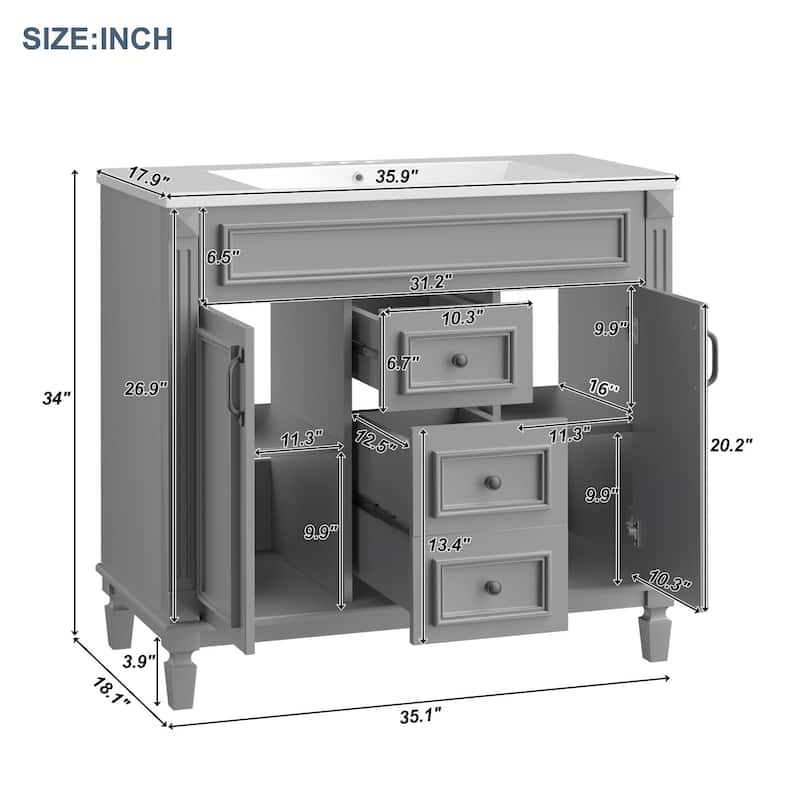 36'' Bathroom Vanity with Top Sink