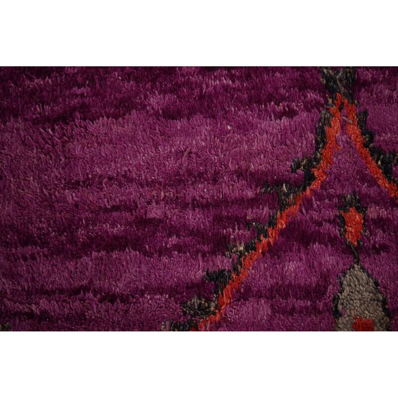 Purple Plush Moroccan Area Rug Handmade Wool Carpet - 8'11" x 12'8"