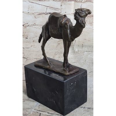 Camel Take A Journey Desert Bronze Figurine Sculpture Art Deco Marble Base Milo