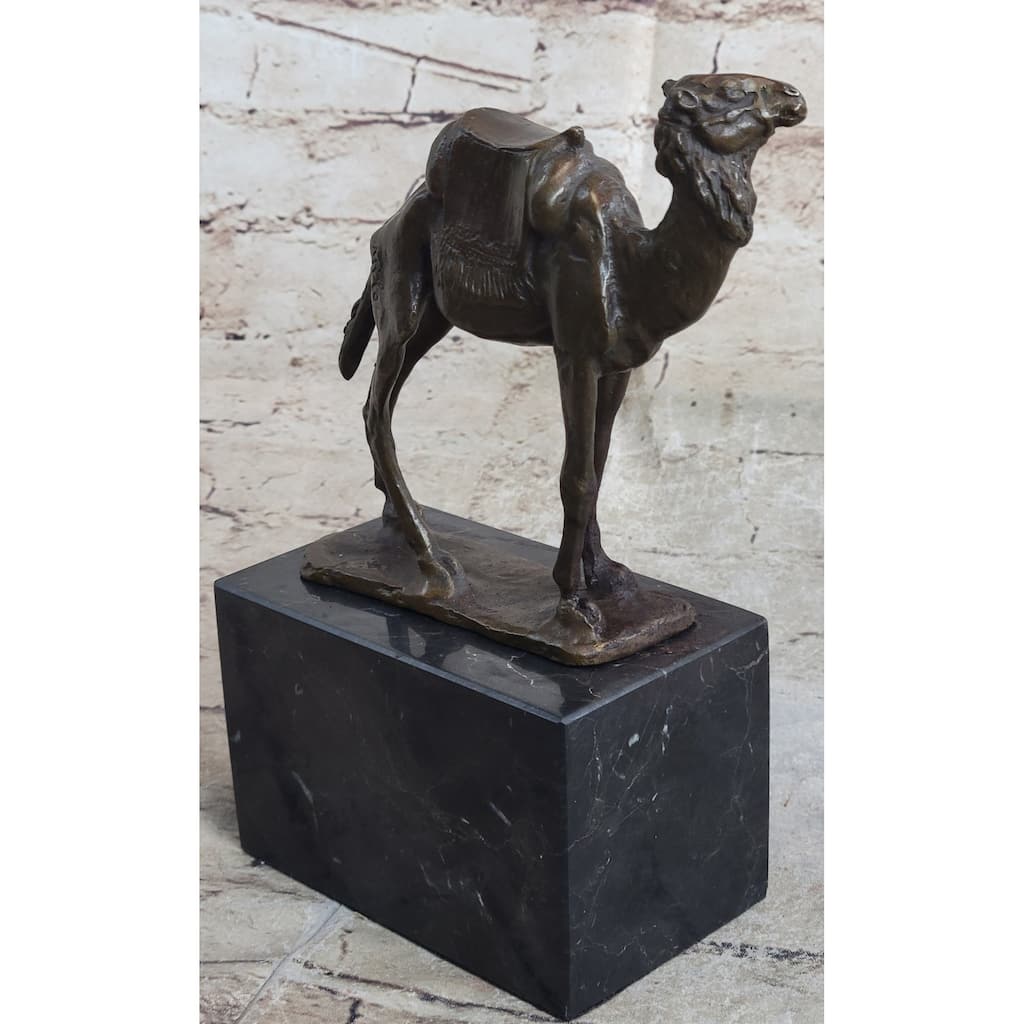 Camel Take A Journey Desert Bronze Figurine Sculpture Art Deco Marble Base Milo