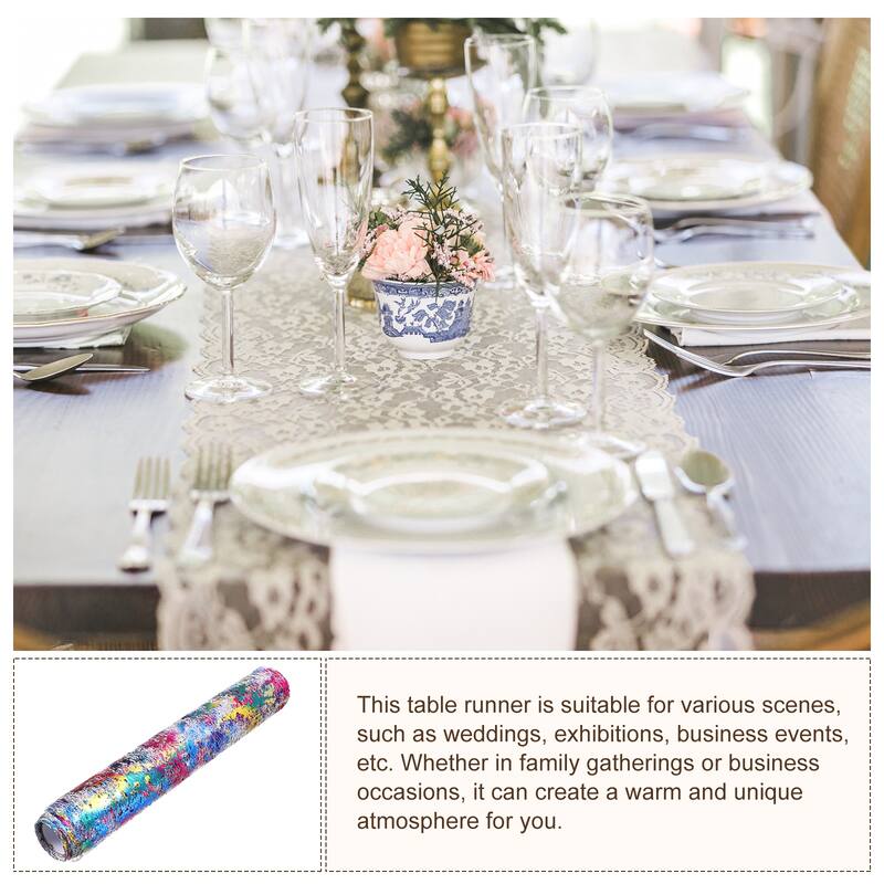 Rainbow Table Runner, Metallic Foil Thin Mesh