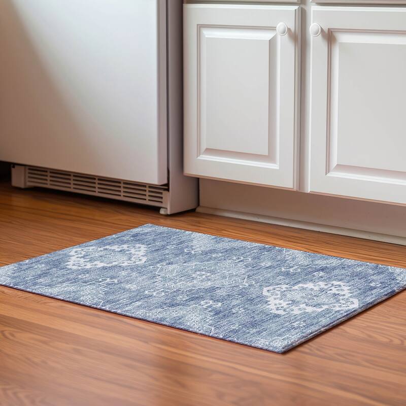Premium Washable Super Soft Boho Global Mayfield Rug - Blue - 1' 8" x 2' 6" - Rectangle