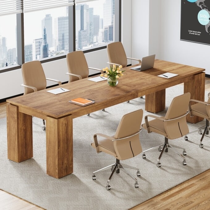 7FT Extra Long Conference Table, Modern Office Meeting Room Table