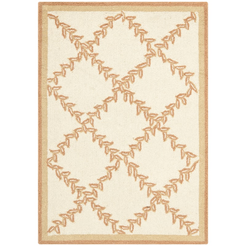 SAFAVIEH Handmade Chelsea Sunstripe Trellis French Country Wool Rug - 1'8" x 2'6" - Ivory/Camel