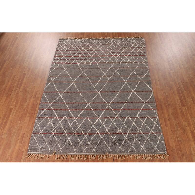Trellis Moroccan Oriental Area Rug Handmade Wool Carpet - 7'11" x 10'10"