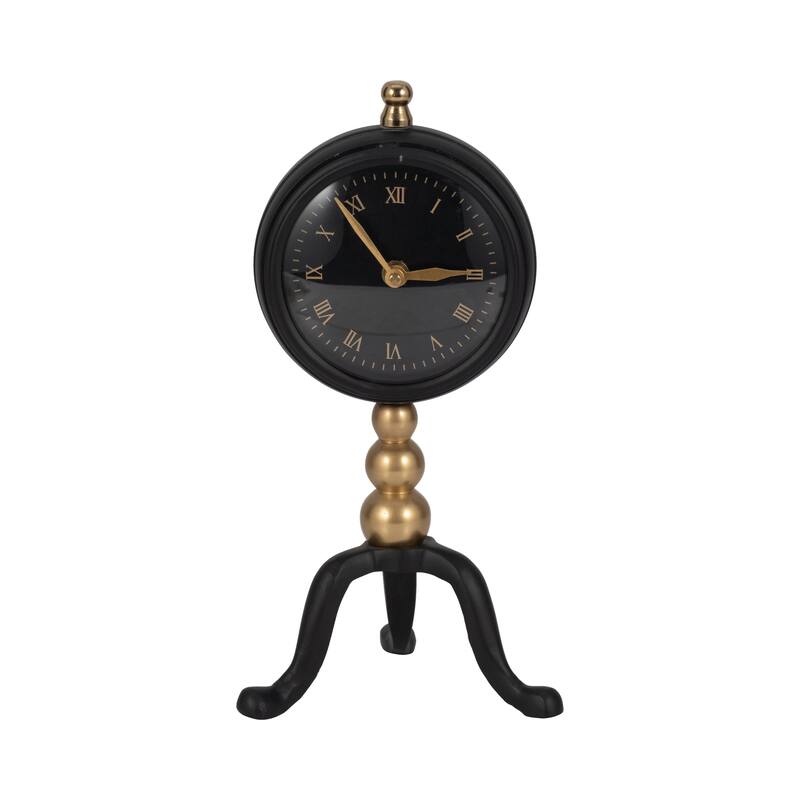 Sagebrook Home 10" Addison Gold And Black Desk Clock, Perfect for Decor - 5" x 5" x 10"