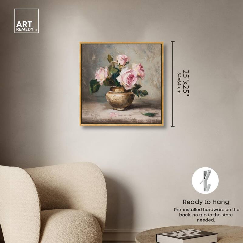 Pink Petals and Brass Canvas by Art Remedy