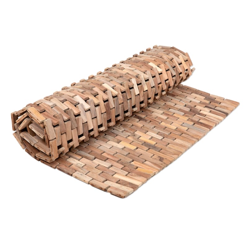 Novica Handmade The Roadside Teak Wood Mat
