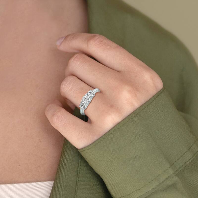 Marquee 1.50 CTW Three Stone Round Cut Lab Grown Diamond Ring in 14K White Gold