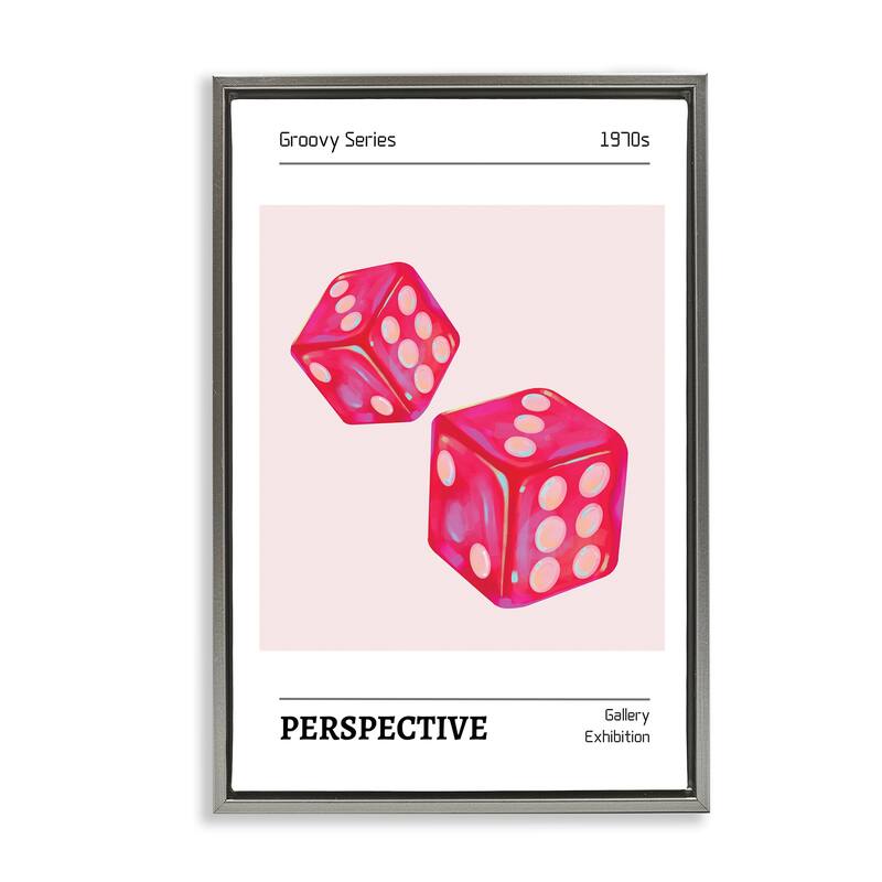 Stupell Pink Dice Pair Framed Floater Canvas Wall Art Design By LSR Design Studio - 17 x 25 - Grey