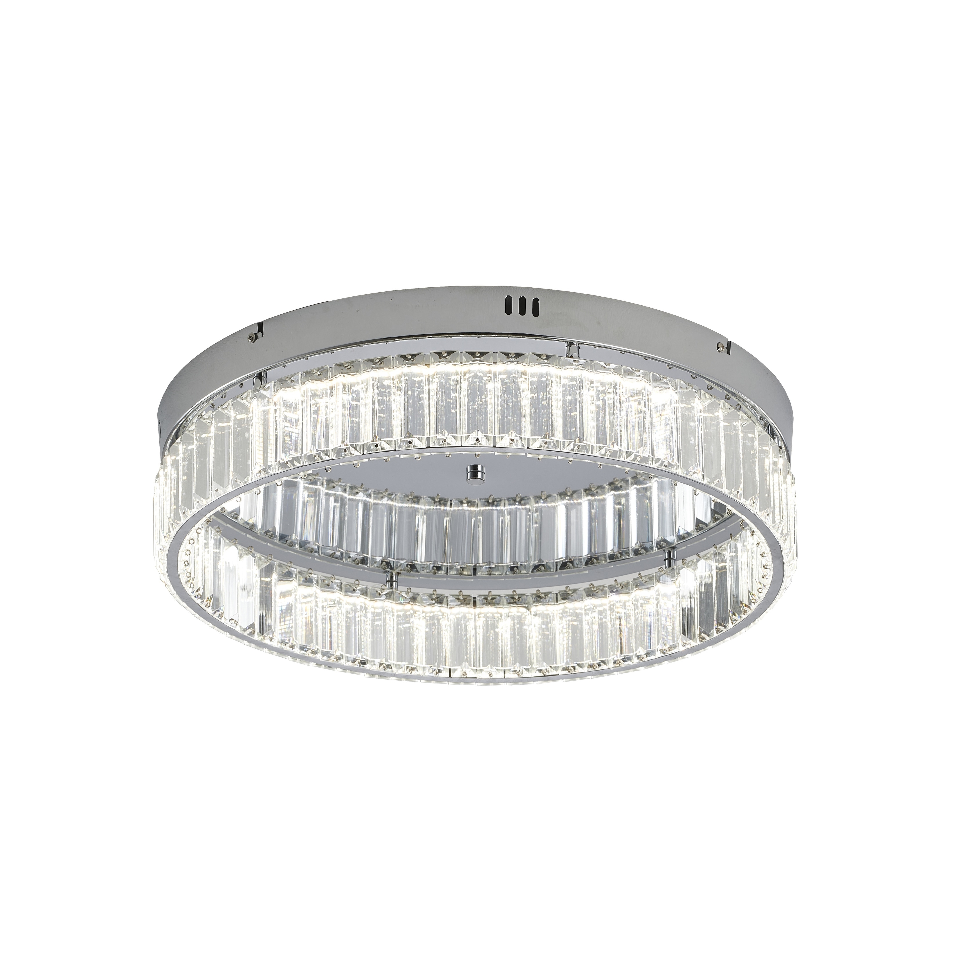 Transitional 1-Light Chrome Dimmable LEDRound Crystal Flush Mount