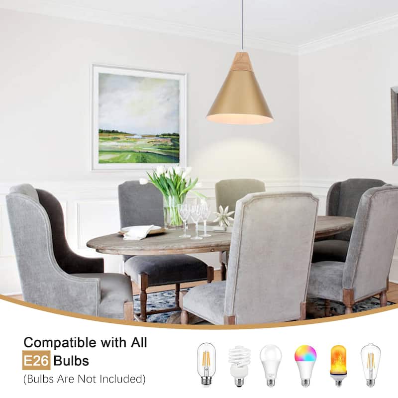 Farmhouse Pendant Light Fixture with Wood and Metal for Kitchen, Hallway,Living Room