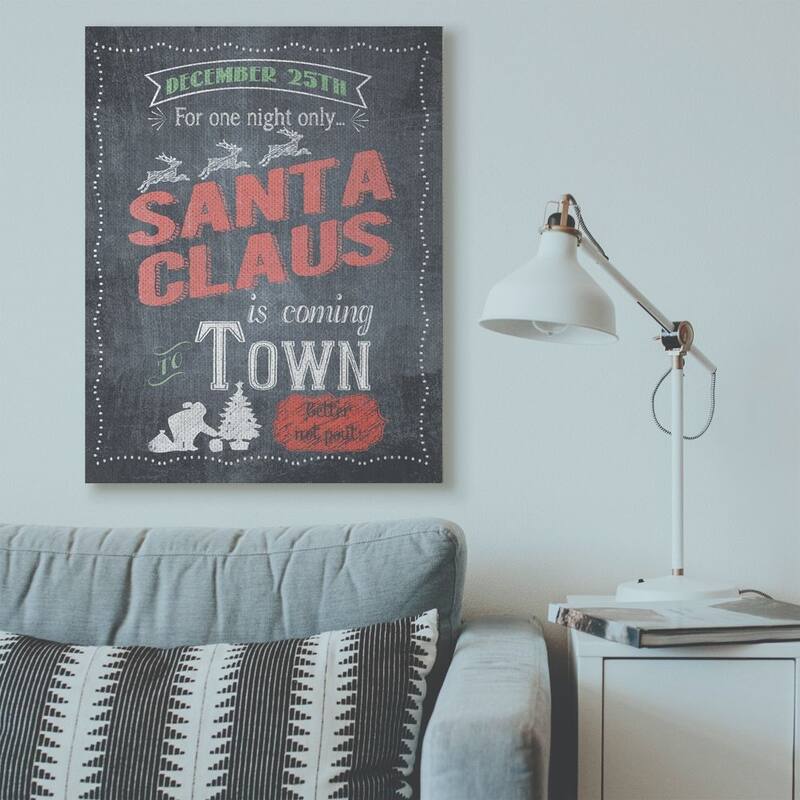 Stupell Santa Claus Holiday Advert Christmas Word Design Canvas Wall Art, Proudly Made in USA - 36 x 48