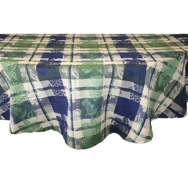 Handmade Floral Plaid Jacquard Grapevine Tablecloth 100% Cotton - Rectangle Square Round & Towel