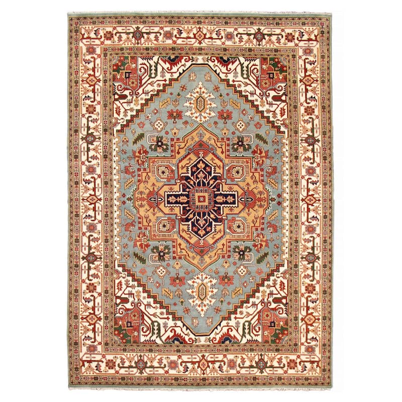 ECARPETGALLERY Hand-knotted Serapi Heritage Blue Wool Rug - 9'11 x 13'11 - Light Blue - 9'11 x 13'11