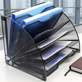 6-Tier Fan-Shaped Mesh File Rack Office Organizer File Storage - Bed ...