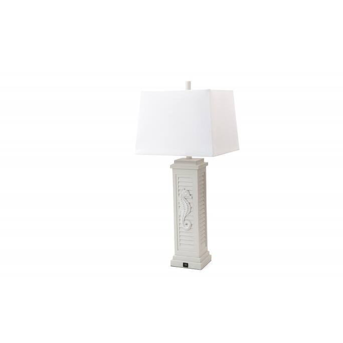 HomeRoots Set of 2 White Seahorse Shutter Base Table Lamps - 14 W x 32 D x 12 H