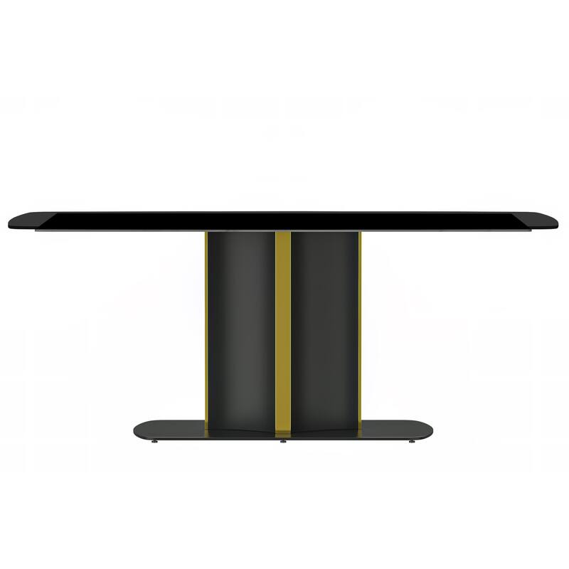 Sylva Dining Table Rectangular Tabletop in Gold Pedestal Base
