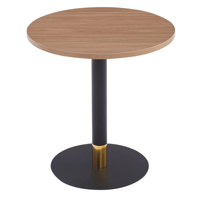 Vail Round Dining Table with 27 in. MDF Tabletop in Black Stainless Steel Round Pedestal Base with Gold Accent Kitchen Table