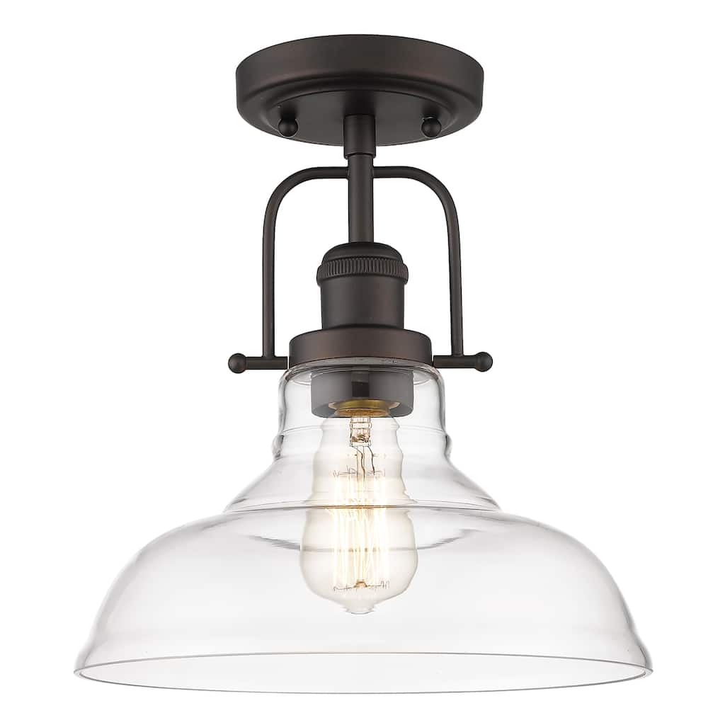 1-Light Semi Flush Mount Ceiling Light,Oil Rubbed Bronze Finish/ Brushed Gold