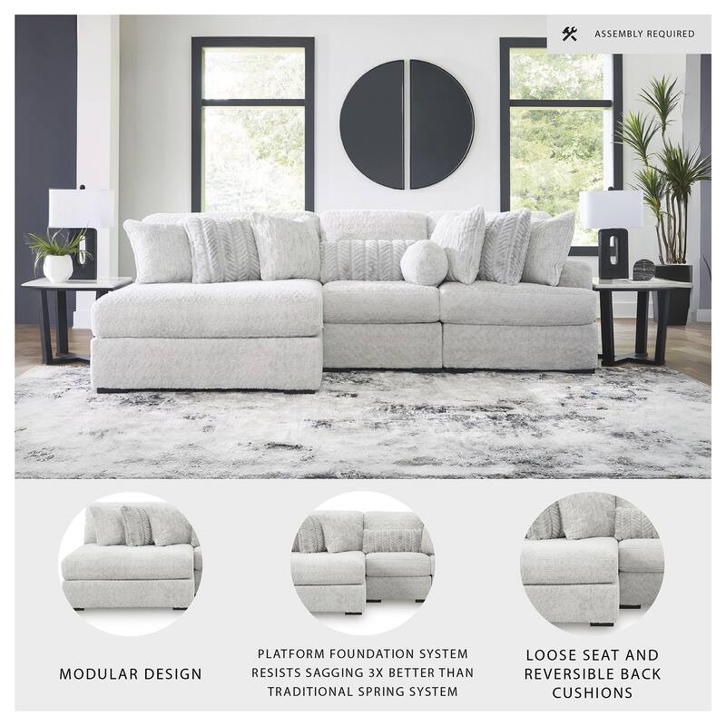 Signature Design by Ashley Snodoodle Gray 3-Piece Sectional with Chaise - 125" W x 67" D x 40" H