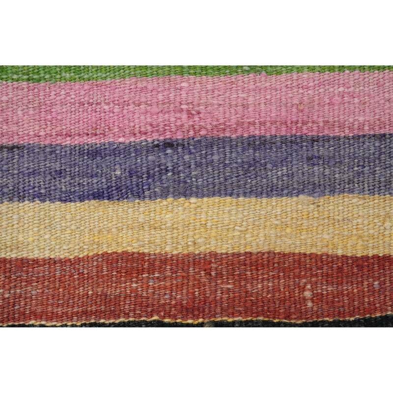 Hand Woven Oriental 100% Wool Carpet Southwestern Geometric Multi-Colored Kilim Area Rug - 9' 3'' X 5' 2''