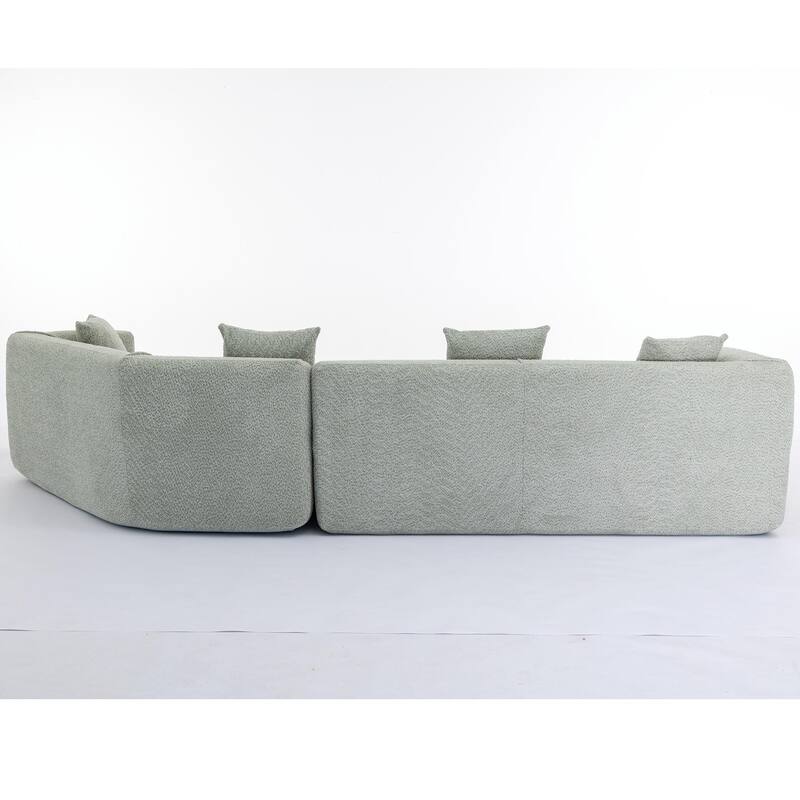 New And Upgraded Extended Edition Modular Sofa, Green Boucle, 128x43x25 inches