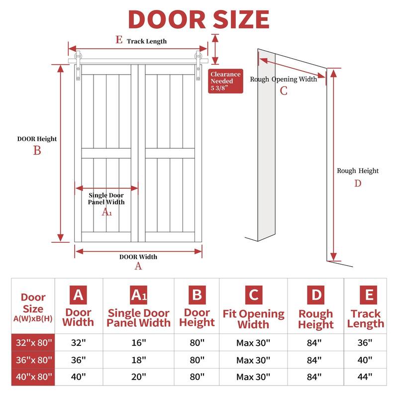 84''H Double Bifold Primed H-Frame White Sliding Barn Door Water Proof Surface With Installation Hardware Kit