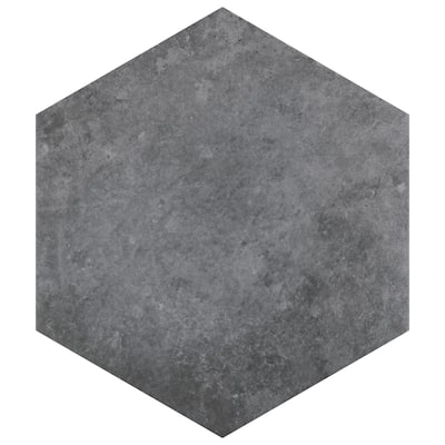 Merola Tile Heritage Hex Carbon 7" x 8" Porcelain Floor and Wall Tile