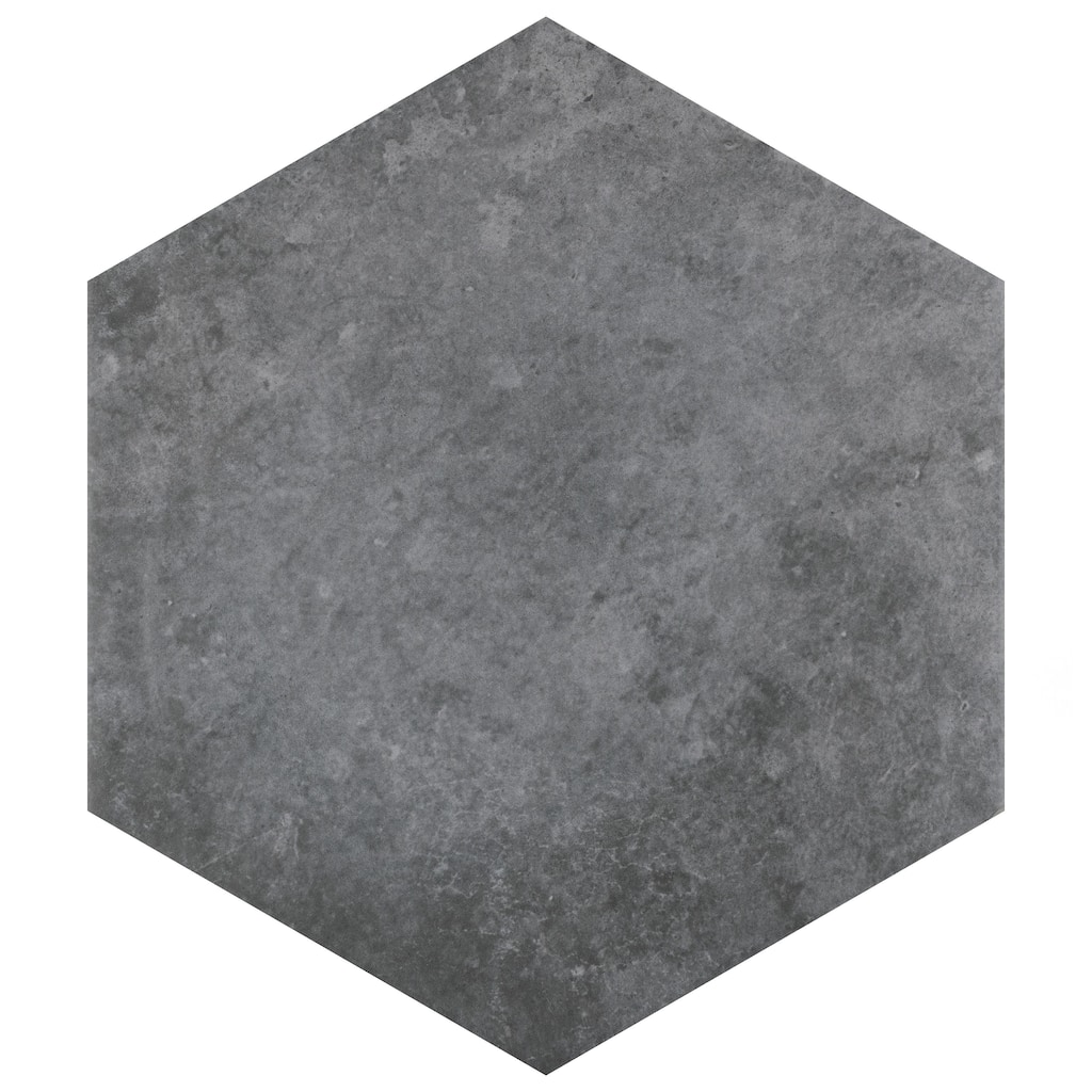 Merola Tile Heritage Hex Carbon 7" x 8" Porcelain Floor and Wall Tile