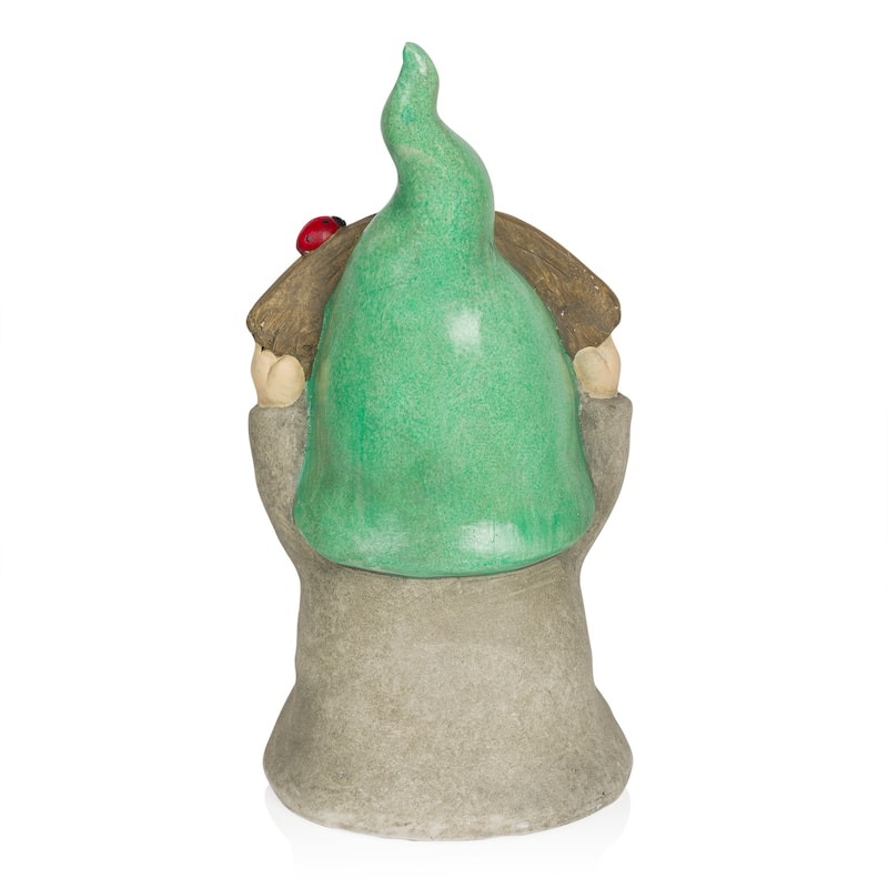 Gnome with Green Hat Holding Up "Welcome" Sign