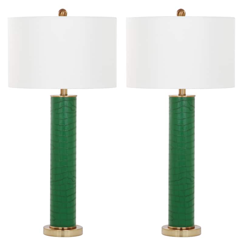 SAFAVIEH Lighting Tomika 32-inch Faux Alligator Grey Table Lamp (Set of 2) - 15"x15"x31.5" - 15Wx15Dx32H