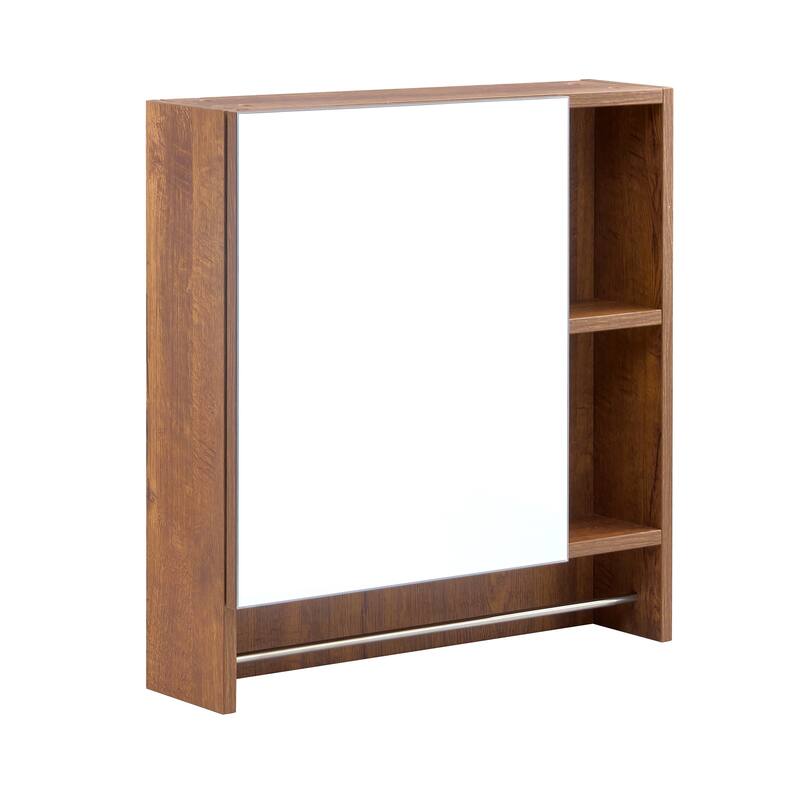 Wall-Mounted Bathroom Mirror Cabinet with Shelves, Towel Rack, and Storage Compartments，Over the Toilet Medicine Cabinet