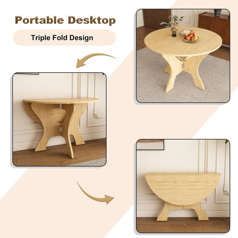 43" Folding Dining Table for Small Spaces - MDF, Space-Saving for Indoor & Outdoor