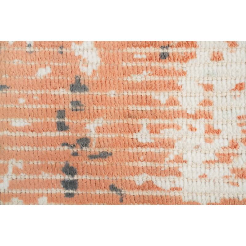 Hand Knotted Oriental Viscose Silk Carpet Modern All-Over Peach Abstract Area Rug - 4' 0'' X 2' 0''